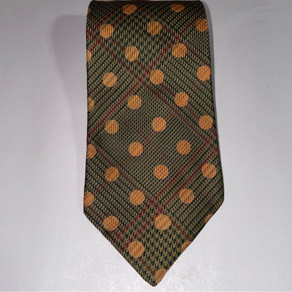 Burberry Vintage Mens Necktie Plaid Polka Dot Quiet Luxury Office Career Formal